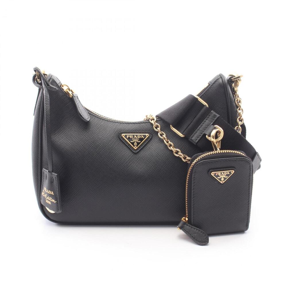 Prada Re-Edition 2005 Shoulder Bag/Handbag, Saffiano Leather, Women's, Black,...